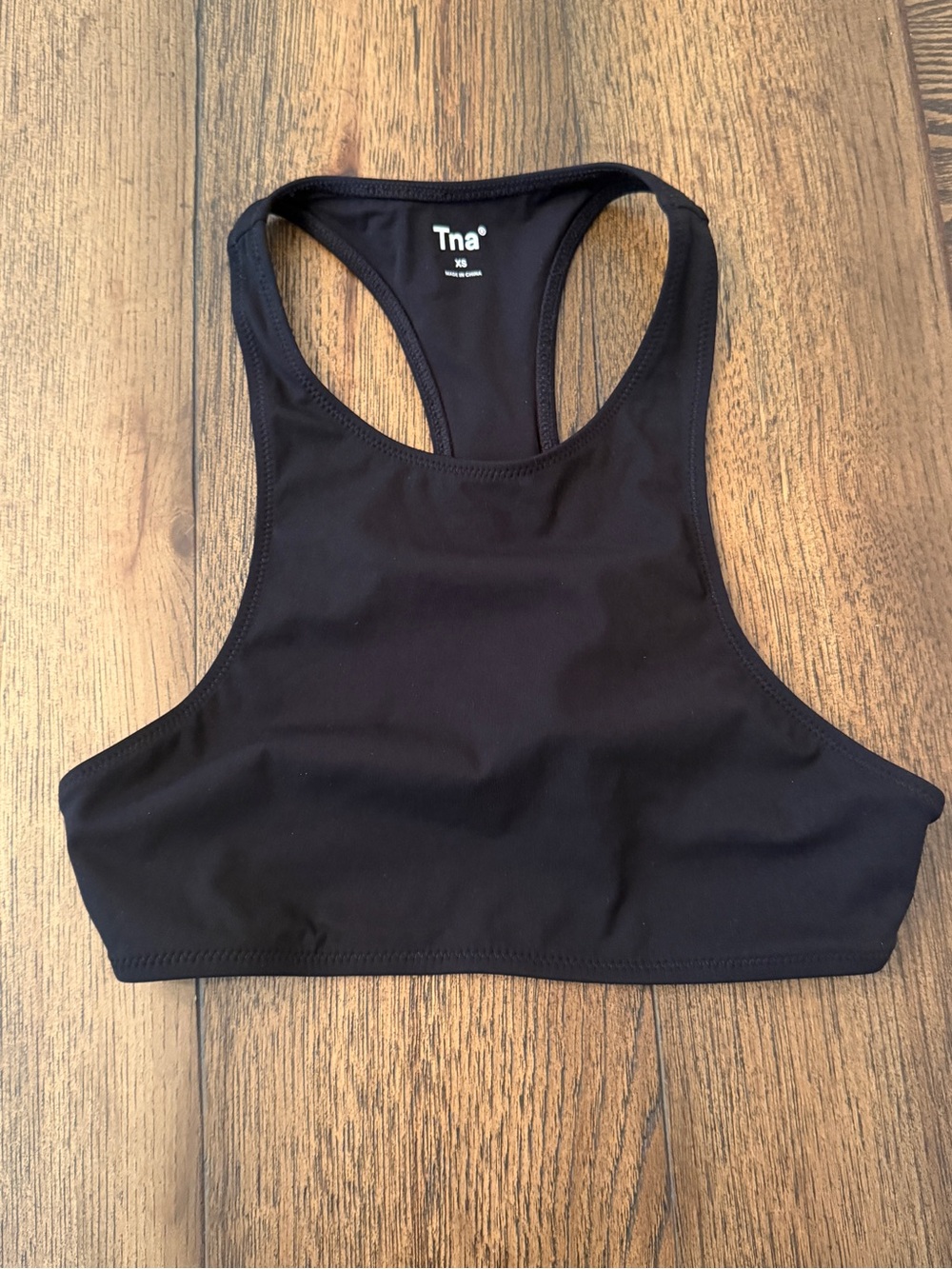 TNA Black High-Neck Racerback Swim Sports Bra Venice crop Women’s XS